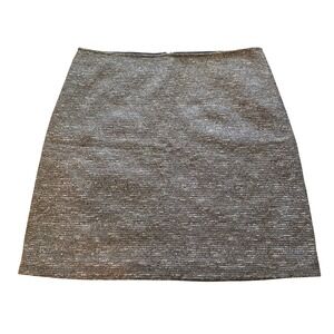 DKNY Mini Skirt Women 8 Tan White Textured Sparkle Tweed A-Line Preppy Party NYE
